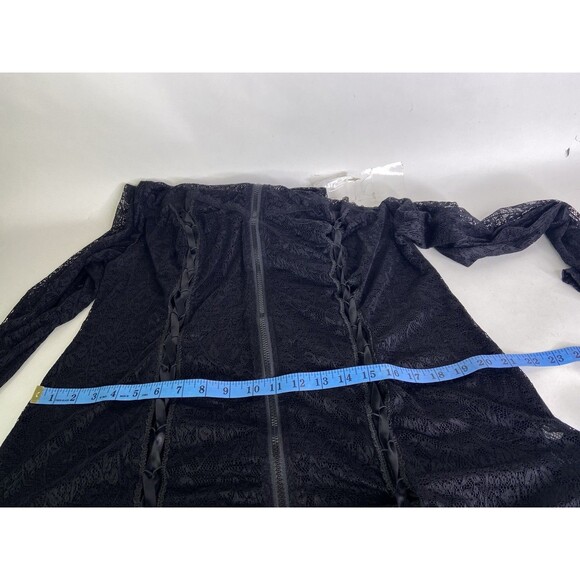 Tripp NYC Black Lace Up Corset Style Zip Hoodie Womens Plus Size 1 1X Goth Emo - Picture 11 of 13